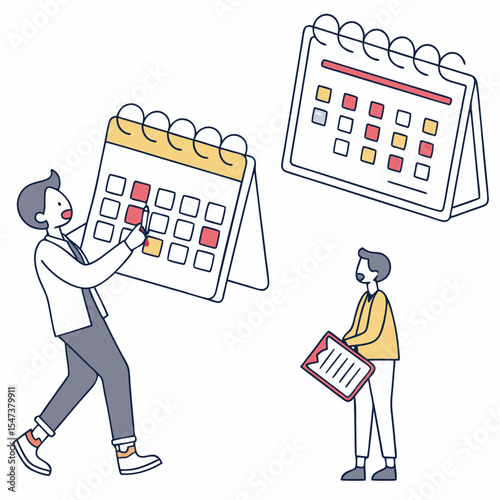 Business people planning schedule using calendars and checklist