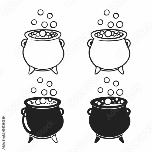 Professional witch cauldron clipart set isolated on white