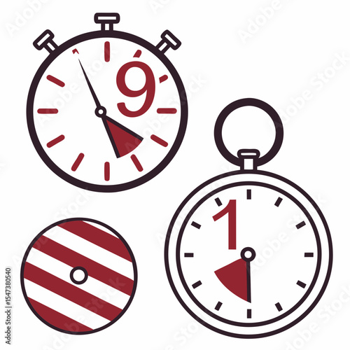 Stopwatches showing nine and one minutes time management concept