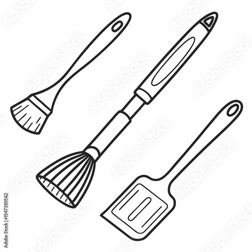 Kitchen utensil set line art illustration baking pastry tools