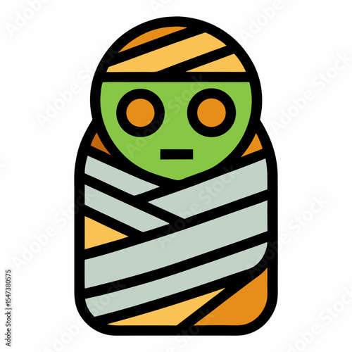 Cute swaddled alien baby cartoon illustration halloween