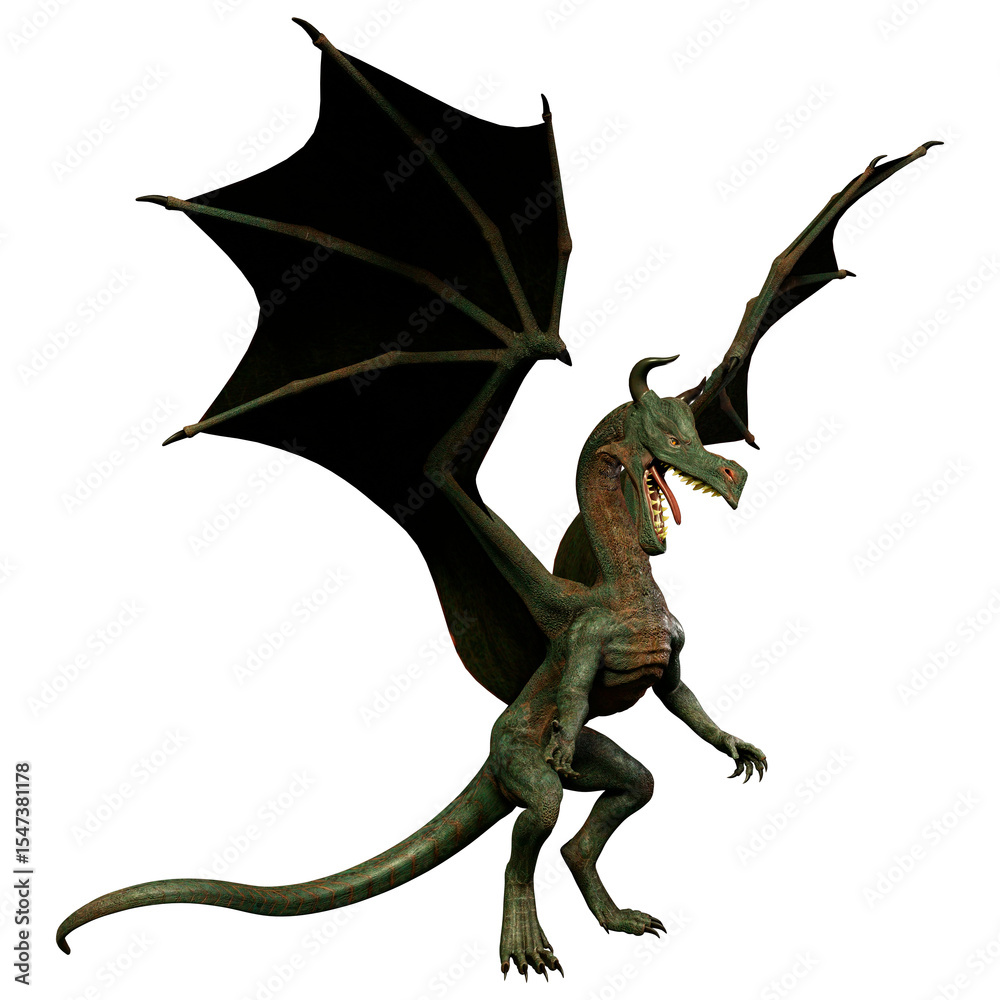 Fototapeta premium 3D Rendering Fairy Tale Dragon on White