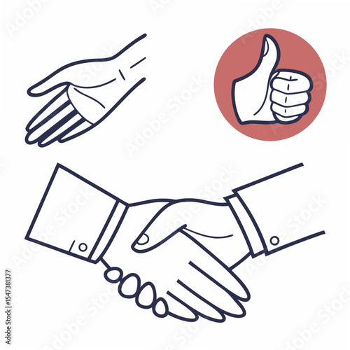 Professional handshake thumbs up gestures isolated cutout png