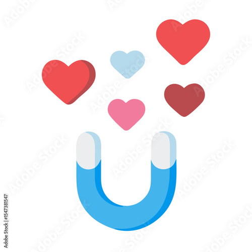 Magnet attracting colorful hearts love design element
