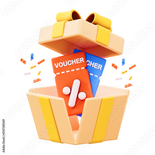 surprise voucher 3d illustration