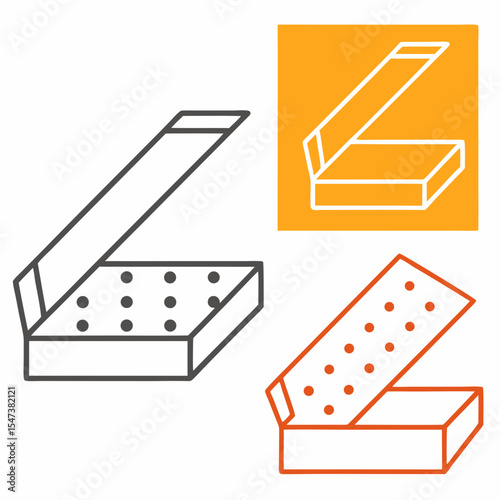 Open box with compartments line art graphic design