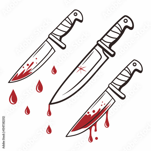 Bloody knives set graphic design illustration