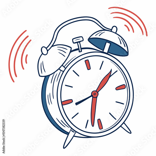 Retro alarm clock ringing wake up time management concept
