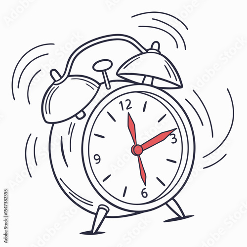 Retro alarm clock ringing wake up time management concept