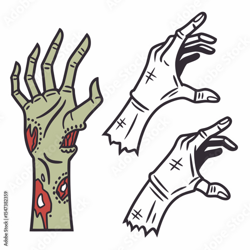 Zombie hand illustration graphic design element halloween horror
