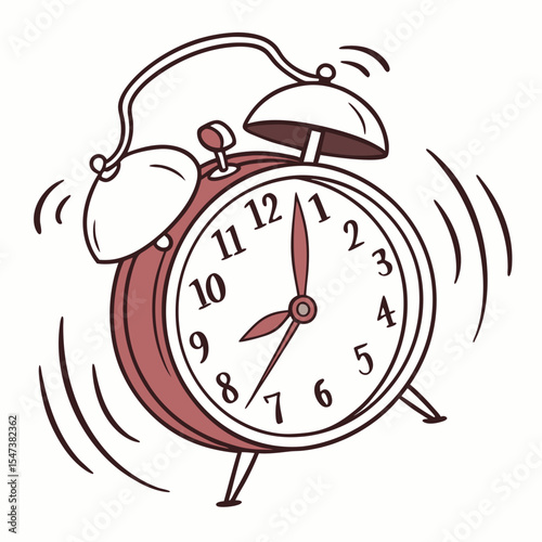 Retro alarm clock ringing time wake up morning
