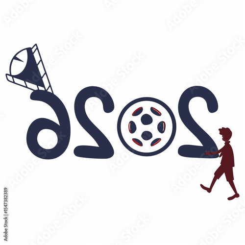 2026 new year film reel design element isolated