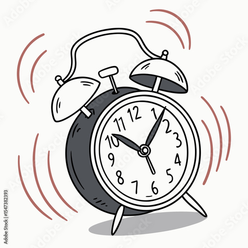 Retro alarm clock ringing wake up time management concept