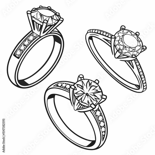 Three diamond rings professional cutout design elements