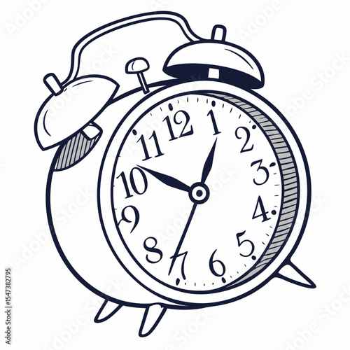 Classic alarm clock illustration time management wake up concept