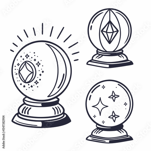 Three crystal balls mystical fortune telling magic