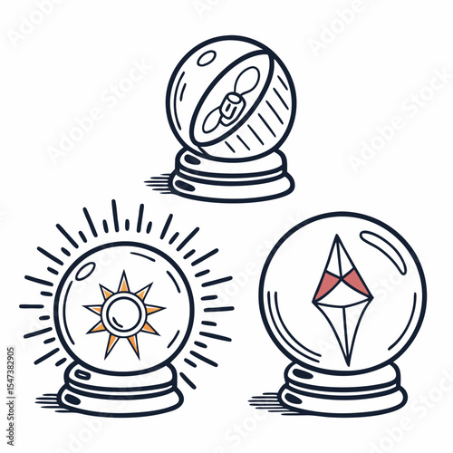 Three crystal balls fortune telling magic predictions future