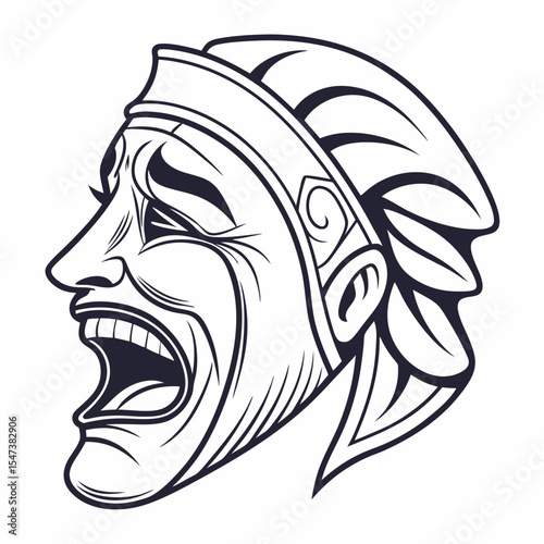 Dramatic crying mask profile vector illustration design