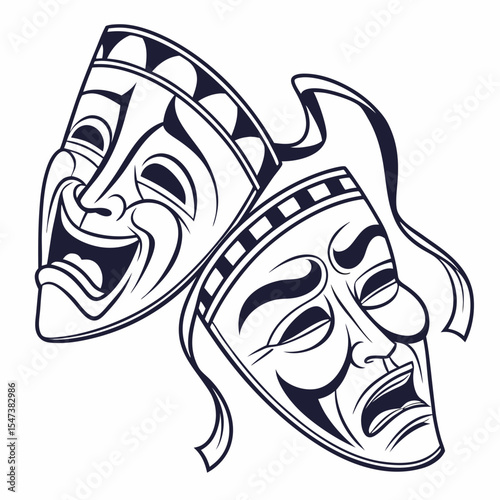 Comedy and tragedy masks theater performance art design