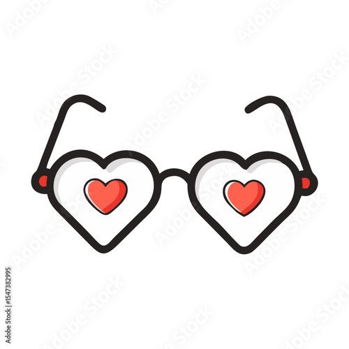 Heart shaped glasses valentine's day love romantic design element