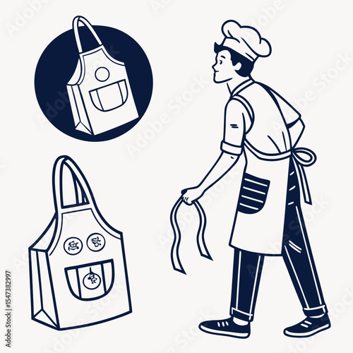 Chef walking with two stylish aprons design