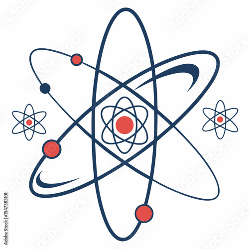 Professional atom model illustration transparent background