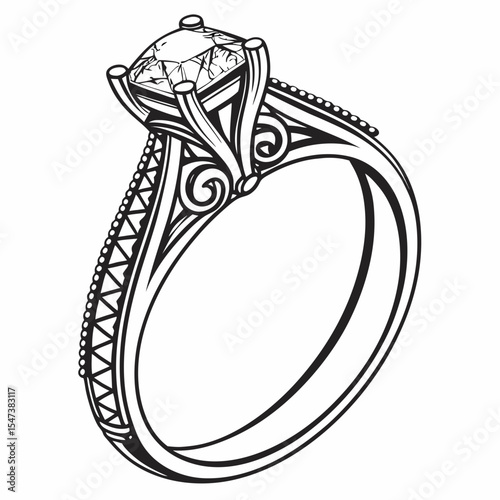 Elegant diamond engagement ring design illustration