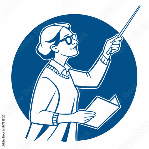 Female teacher giving lesson presentation pointer notes