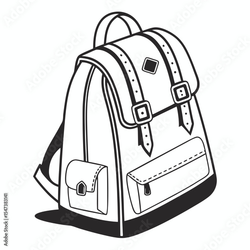 Stylish leather backpack travel bag design illustration