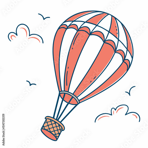 Red and white hot air balloon illustration design element