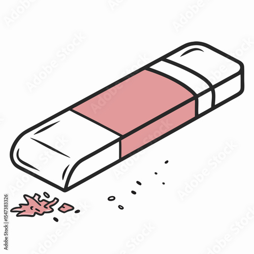 Pink and white eraser removing pencil mark