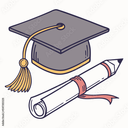Graduation cap diploma pencil education success achievement knowledge learning graduate school university college academic ceremony celebration