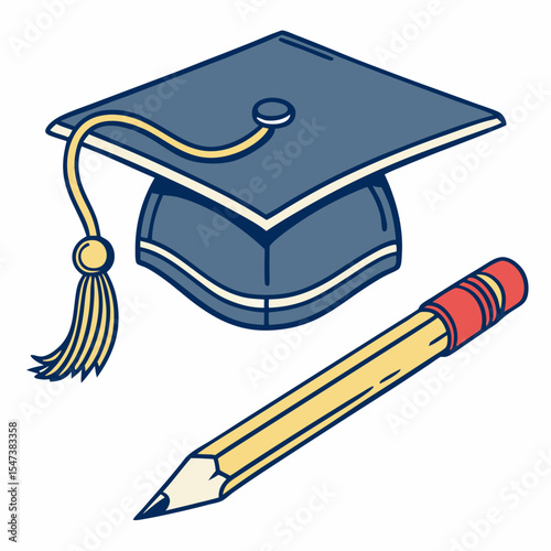 Graduation cap and pencil education learning knowledge success achievement