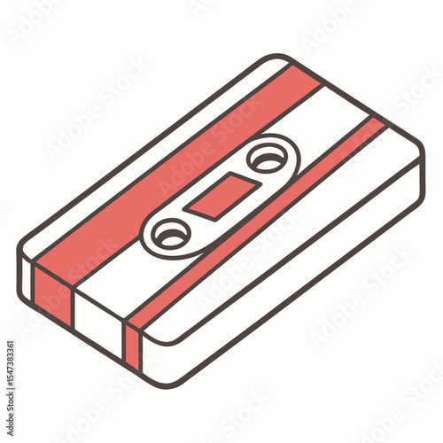 Retro cassette tape isometric design illustration