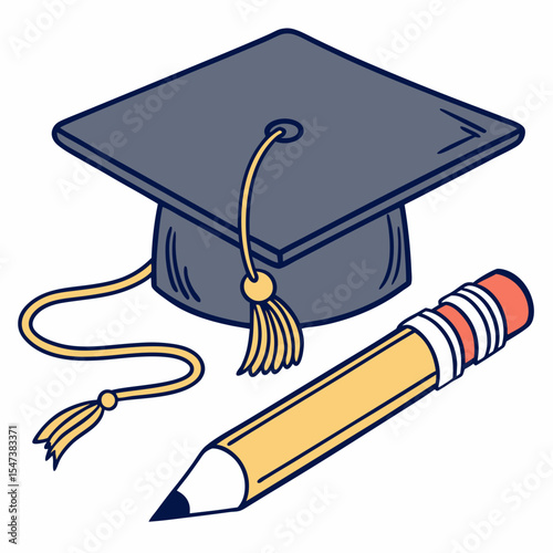 Graduation cap and pencil education learning knowledge success achievement