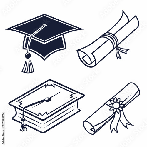 Graduation cap diploma book education success achievement knowledge learning