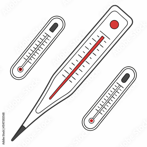 Three medical thermometers illustration healthcare temperature measurement