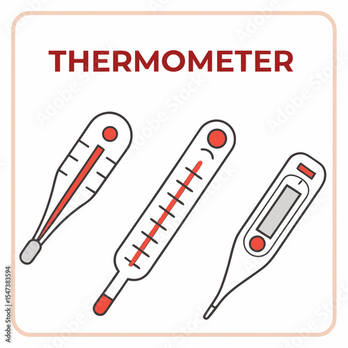 Medical thermometers types illustration healthcare clinic