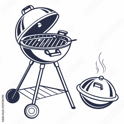 Summer bbq grill open lid smoker cooking