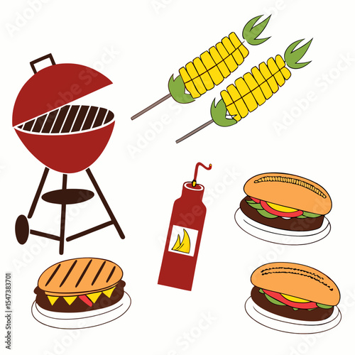 Delicious bbq grill food isolated illustration