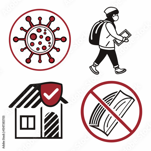 Stay home safe virus prevention guidelines illustration