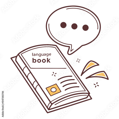 Language learning book with speech bubble illustration
