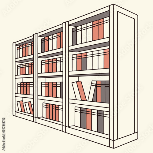 Large bookcase filled with books organized on shelves