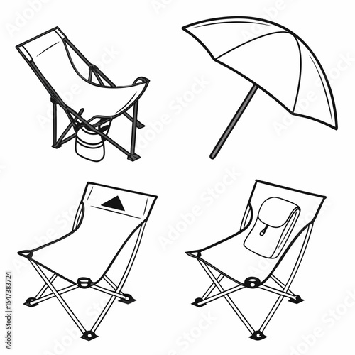 Camping chairs umbrella outdoor recreation portable folding seats