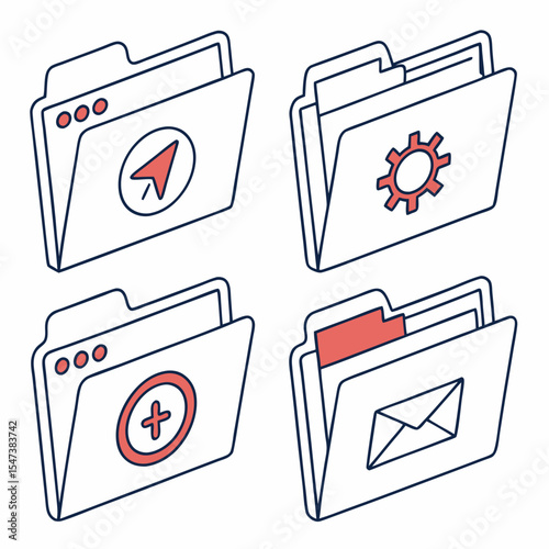 Digital file folders icons navigation system