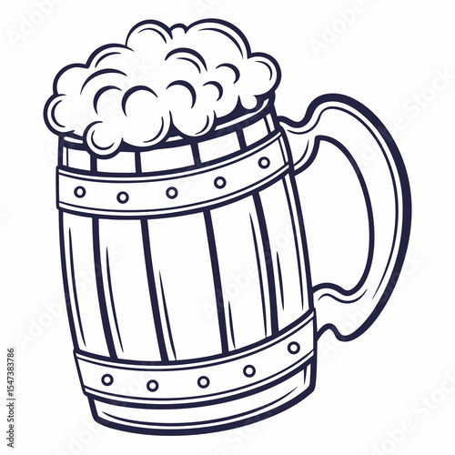 Wooden beer stein frothy head craft brew pub