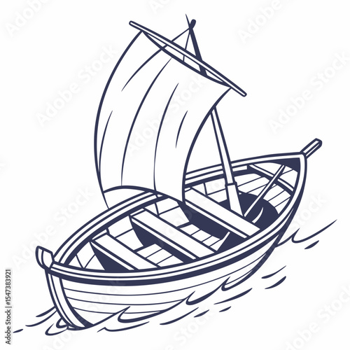 Professional sailing boat cutout, transparent background