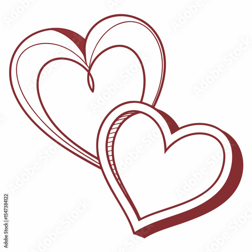 Two intertwined hearts romantic love design illustration