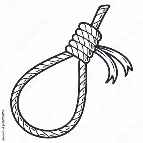 Hand drawn rope noose suicide prevention awareness