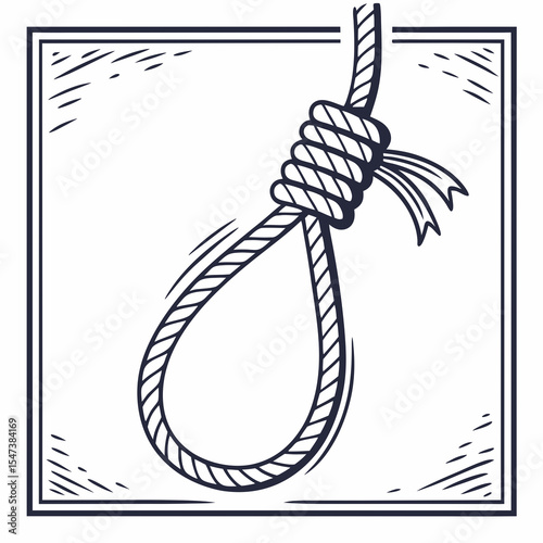 Hand drawn rope noose suicide prevention awareness